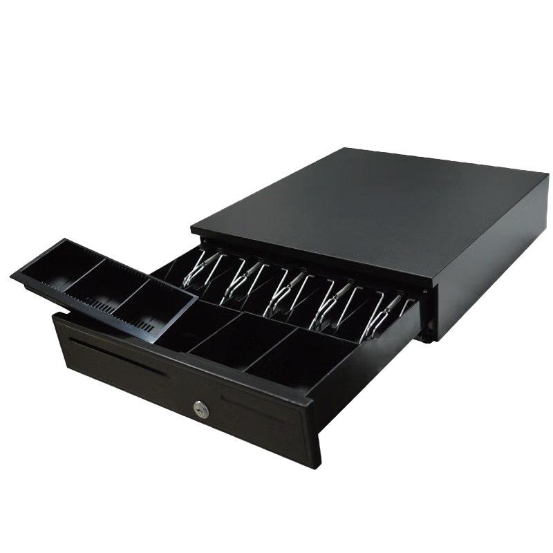 Haoshun (Hysoon) HS-330 Cash Drawer Four Compartments Three Positions Cash Register Drawer Can Be Unlocked with Key for Separate Use (Black)
