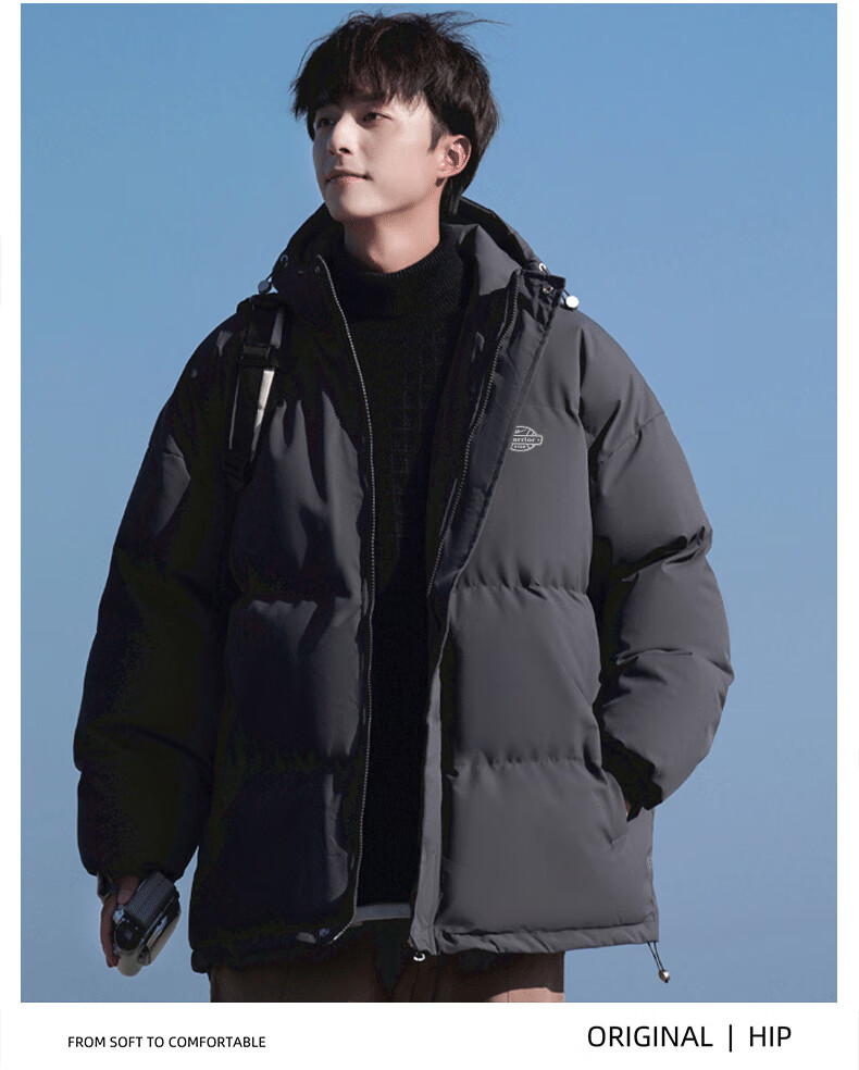 Warrior Men's Winter Hooded Thickened Cotton Jacket Cold-Resistant Warm Cotton Coat New Year Battle Robe Puffer Jacket 21