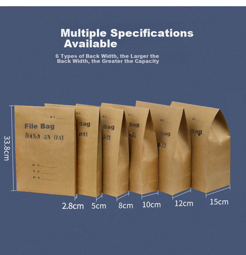 SIMAA 20 A4 Kraft Paper File Folders, Blue-Black Text, 2.8cm Side Width, for Tender Documents And Contracts, Office Supplies, 6136 7
