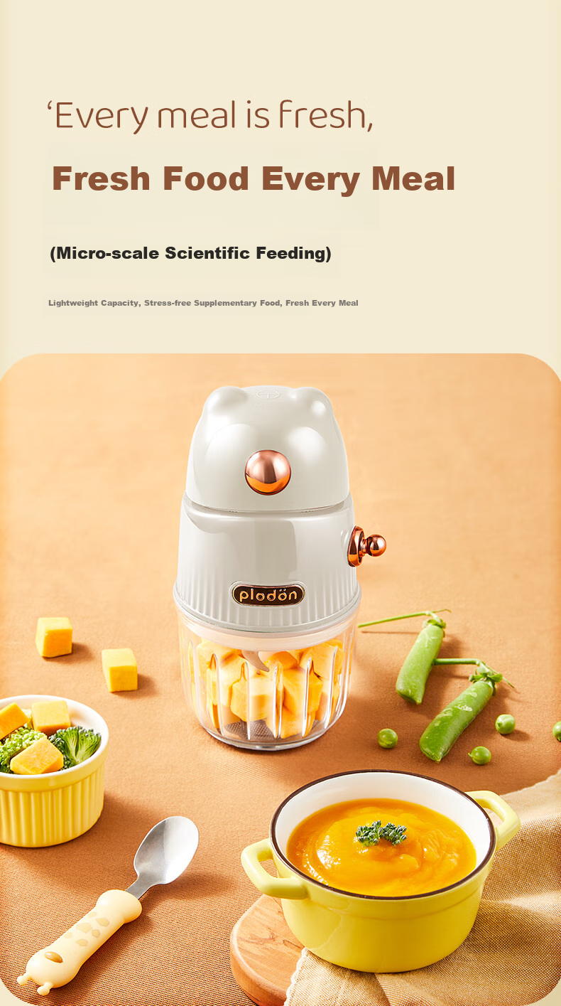 PLODON Baby Food Processor, Infant Feeding Tool Grinder And Mixer, Dual Cups for Raw And Cooked Foods 9