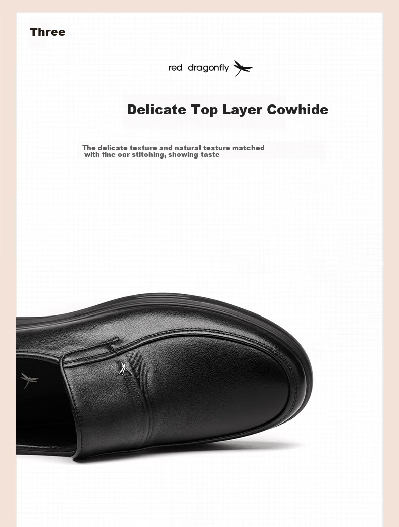 Hongqingting Brand Men's Shoes, Top-Grain Leather Casual Shoes, Men's Business Formal Shoes, Dad Leather Shoes, WTA343351, Black, Size 41 1