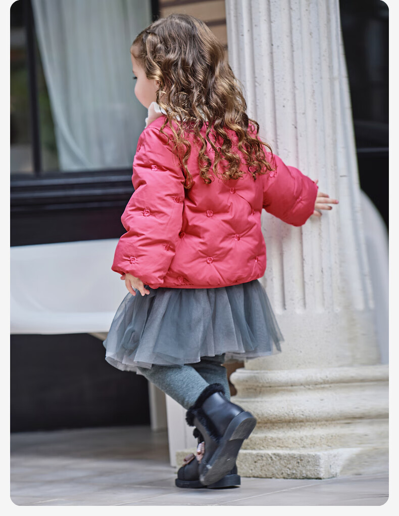 DAVE & BELLA Kids Down Jacket Girls Antibacterial Fleece Waterproof Winter Coat 4