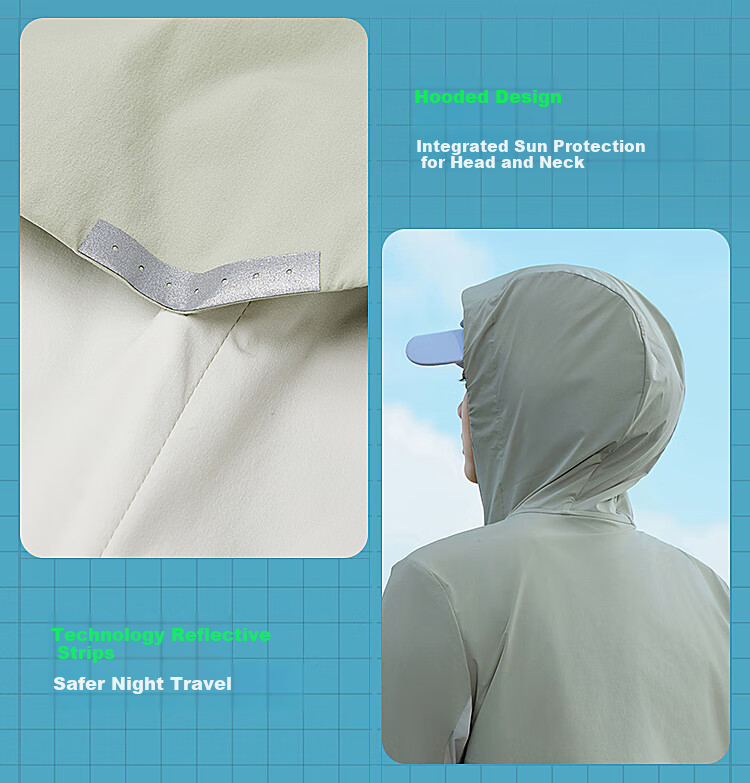 BOSIDENG Clothing, Five-Fold National Standard Sun Protection Jacket for Women, Short Style, UV-Resistant, Ice-Cool Breathable Heat Dissipation Hooded Coat 12