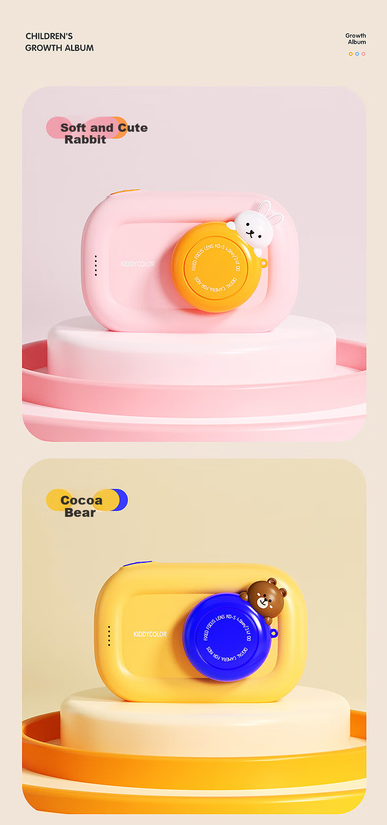 KIDDYCOLOR Children's Cartoon Camera (Unicorn 64GB), Digital CCD Student Toy, Dual Cameras, Touchscreen, WIFI Transfer, for Girls 16