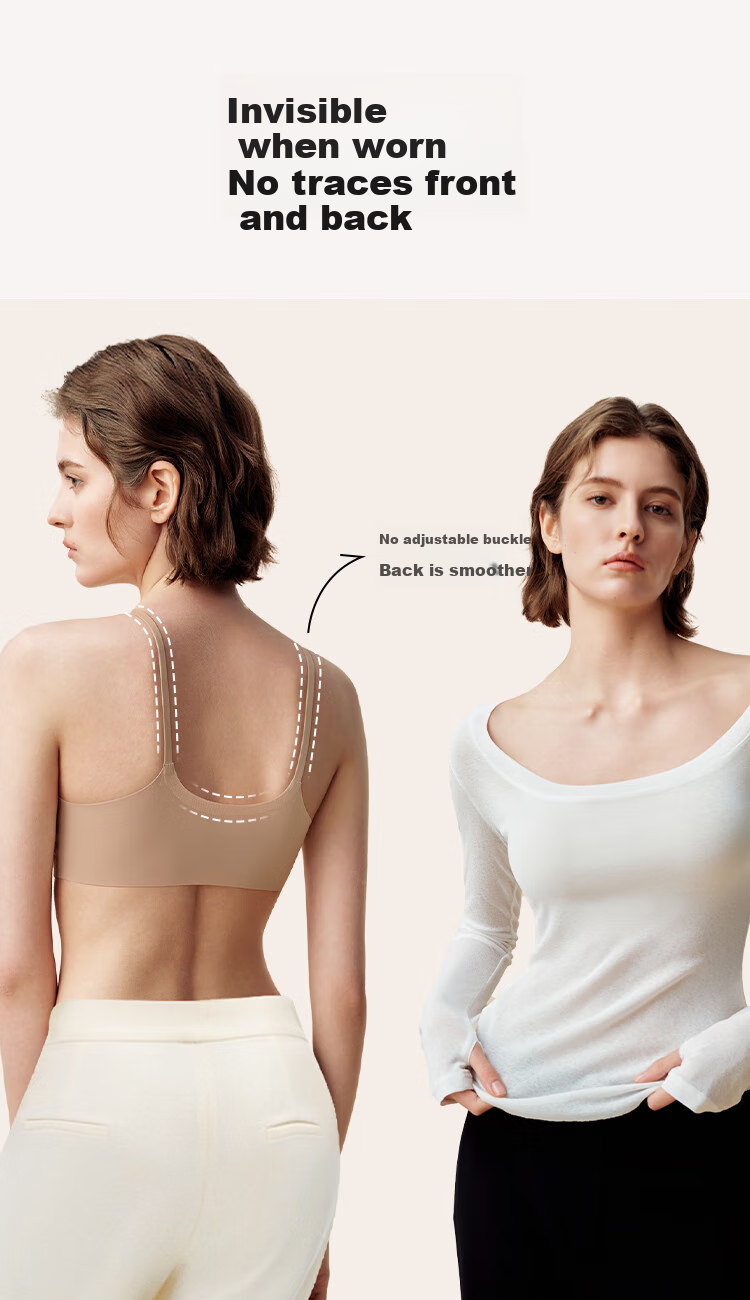 Ubras New Seamless Thin Strap Invisible Bra, No Size Powder Foundation Liquid Underwear, Invisible Skin Color, One Size Fits All 3