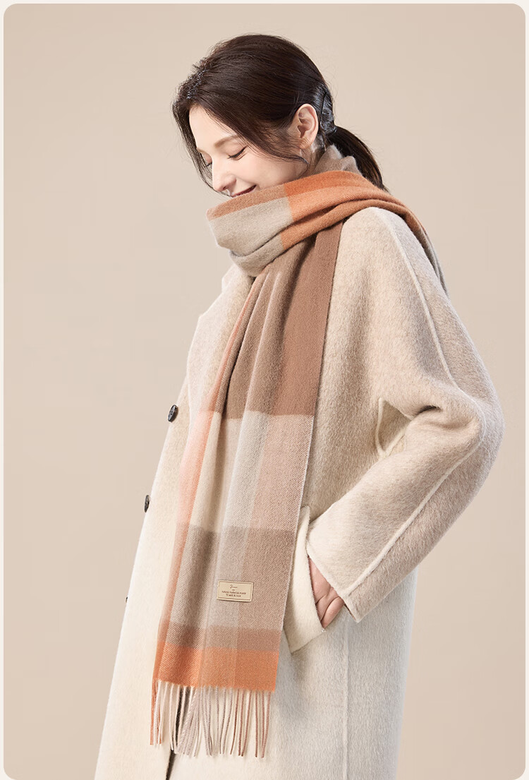 JIUMU 100% Cashmere Scarf Women Autumn Winter Shawl Warm Neck Warmer Female New Year Birthday Gift Box Set 8