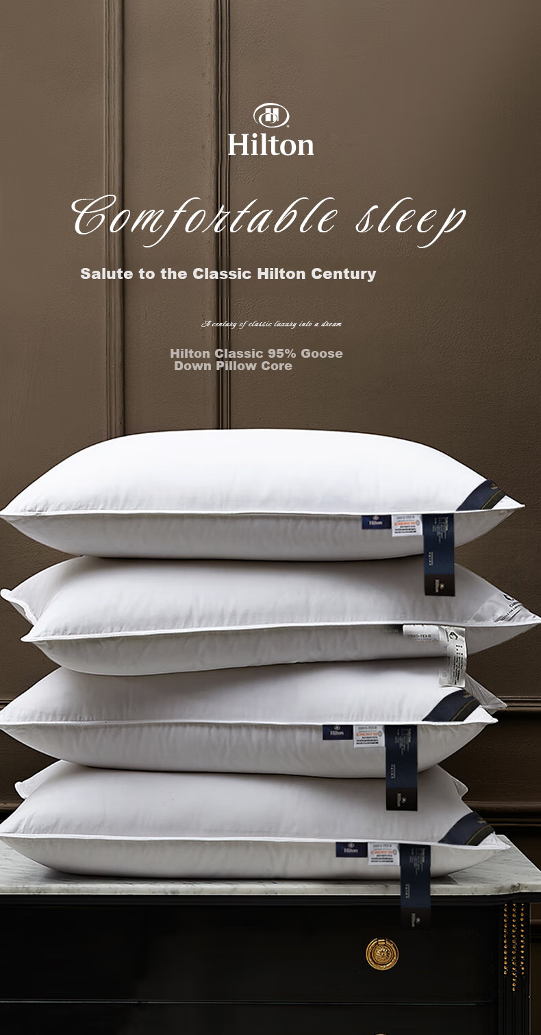 Canasin Pillow, Hilton Five-Star Hotel Down Pillow Class A 95% White Goose down Pillow, Single Piece 74*48cm 1