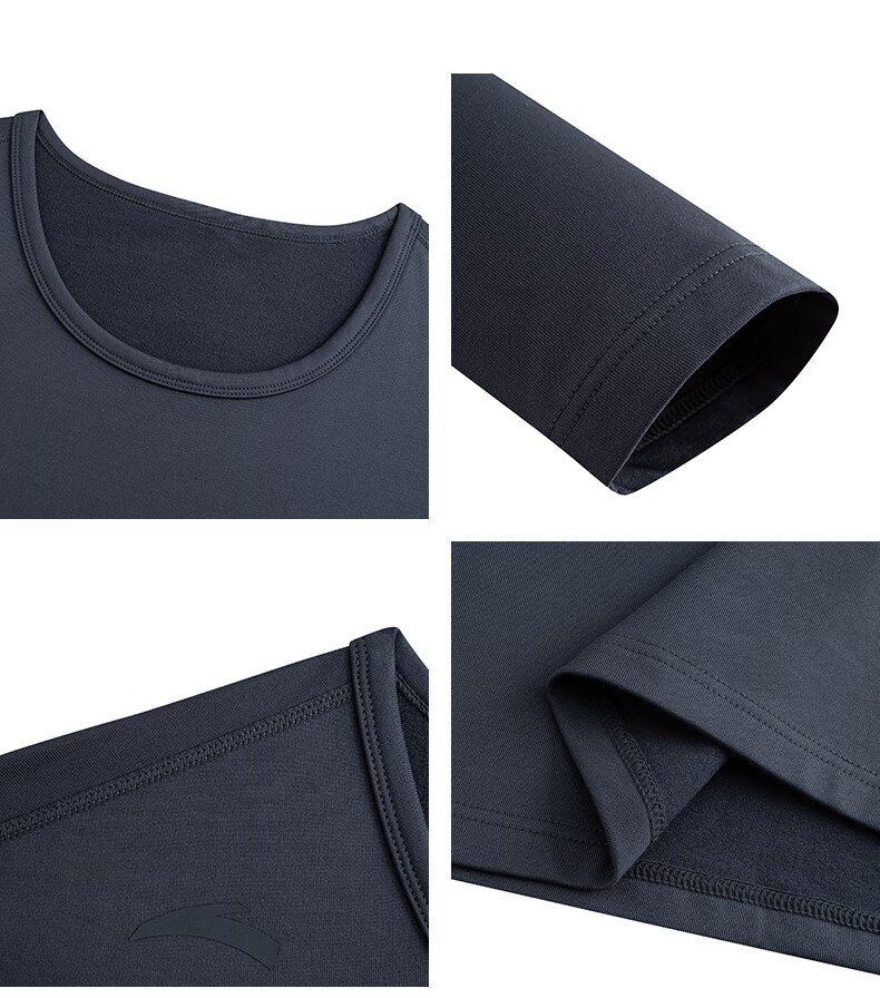 ANTA Warm Core Men's Anti-Static Fleece Lined Thermal Underwear Set Crew Neck Top and Bottom Base Layer 29