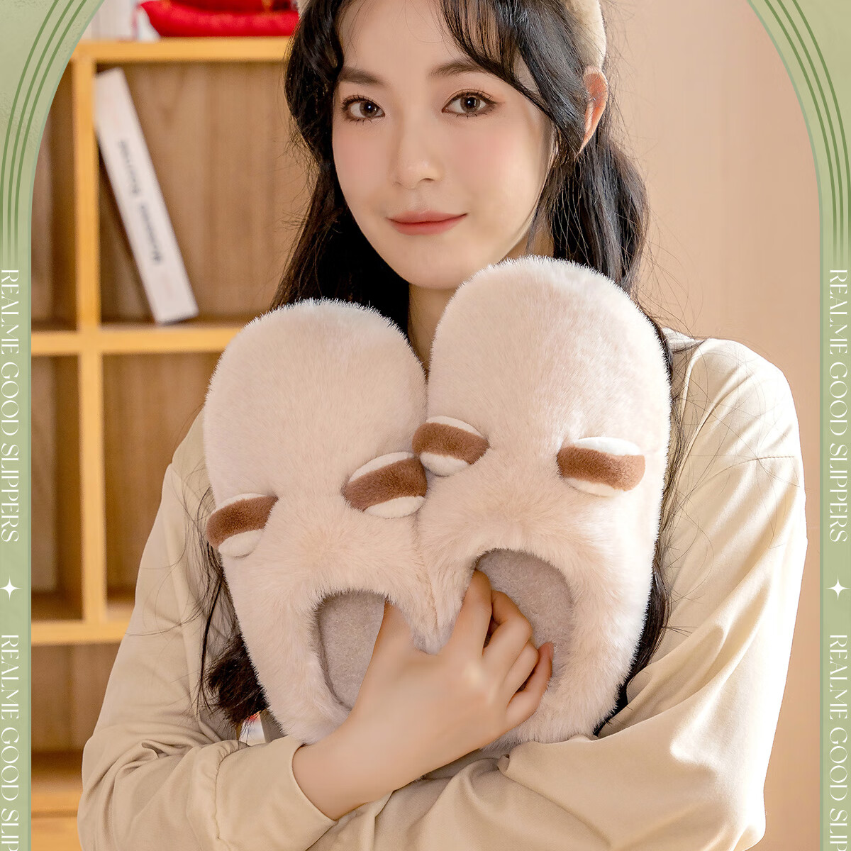 TZLDN Women's Warm Cotton Slippers Fleece Thickened Plush Home Indoor Half-Wrap Cotton Shoes for Couples 1