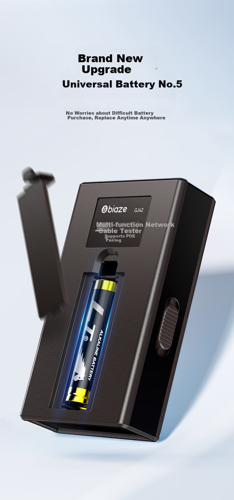 BIAZE Network Cable Tester, Multifunctional Wire Tester for Computer Network RJ45 Connectors And Telephone Lines, Engineering Network Cable Detector, Home Smart Tester for Line Continuity And Discontinuity Testing, PoE Pairing And Testing 9