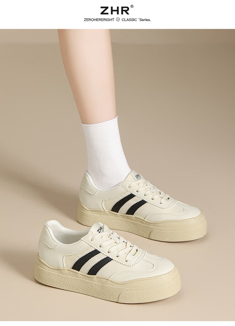 ZHR ZEZHE Summer Women's Mesh Lightweight Thick-Soled Breathable White Sneakers KS109E Beige Black Size 38 9