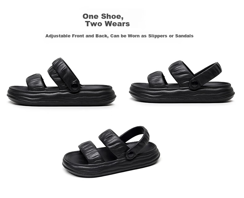 Guoluofi Women's Summer Outdoor Thick-Soled Beach Sandals Dual-Wear Black Size 37-38 3