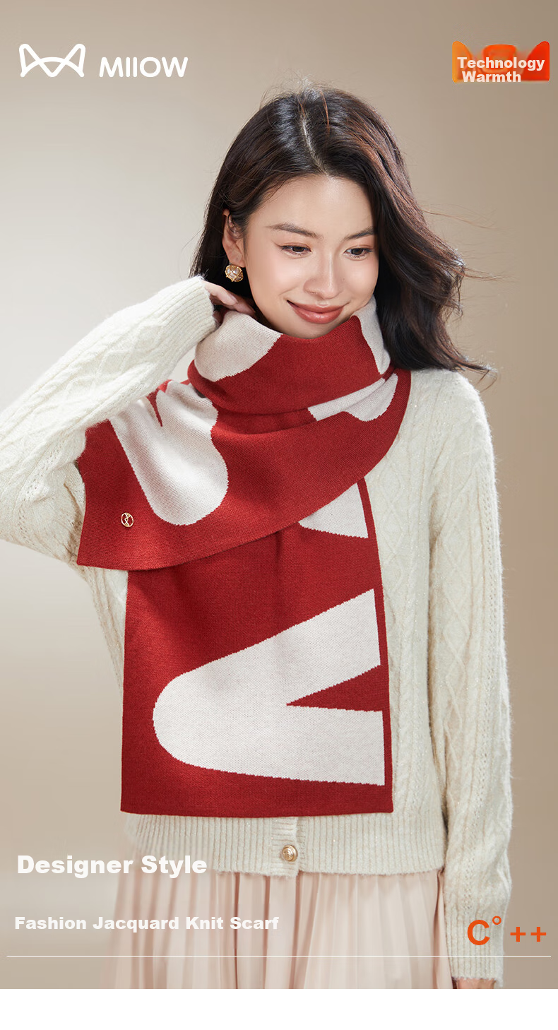 MiiOW Scarf for Women, Autumn And Winter Ladies' Wool-Blend Warm Neck Warmer, Gift for Girlfriend, National Day Birthday Present, New Year Gift Box Set 1