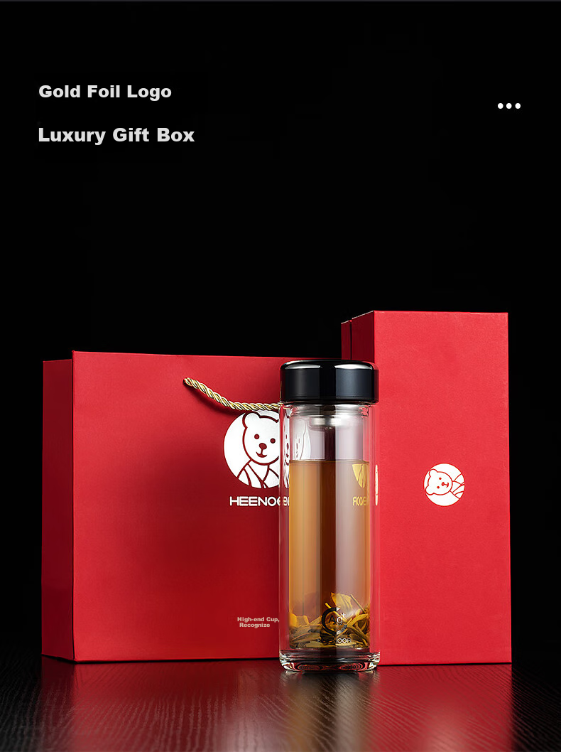 Heenoor Antibacterial Glass Cup, Double-Layer Insulated Water Bottle, High-Quality Car Tea Mug for Men, Mid-Autumn Festival Gift XN-1937 10