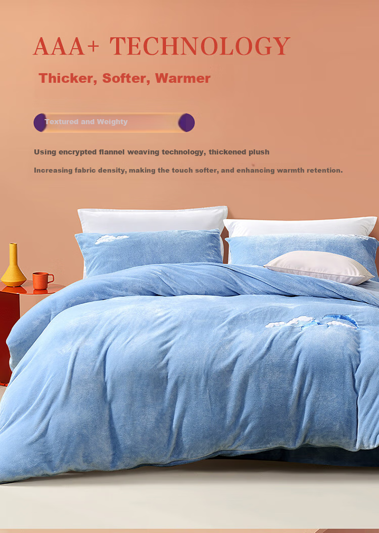 FUANNA × JINGDONG Customized Milk Velvet Bedding Set, Double Size Thickened Warm Set, Winter Anti-Static Bedding, 230×229cm 7