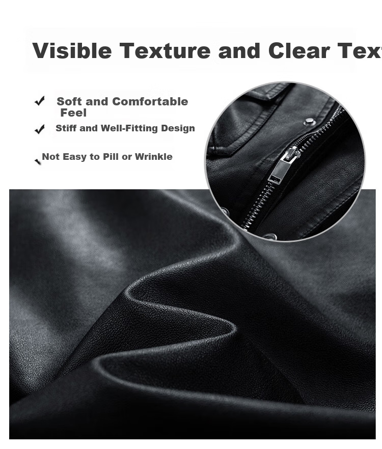 MiiOW Men's Jacket, Spring And Autumn Business Casual Outerwear, PU Leather Coat, Fashionable Trendy Jacket, Black, 3XL 3