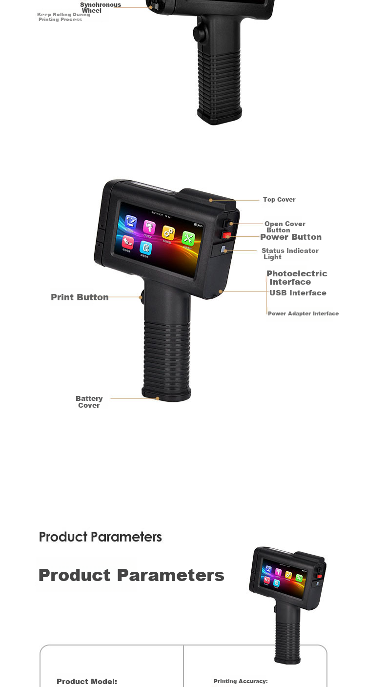 HOOYE Handheld Inkjet Printer Marking Machine Production Date Text QR Code Logo For Cardboard Boxes, Plastic, Glass, Metal Quick-Drying Inkjet Printer P11 10