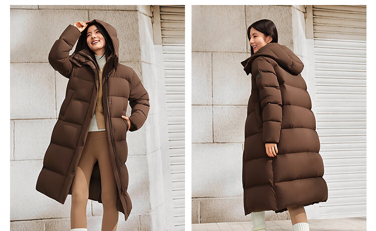 Bosideng Off-Season Winter Fashion Casual Soft Comfortable Long Loose Thick Down Jacket with Detachable Hood 15