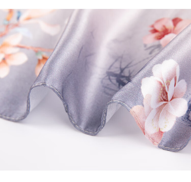 Shanghai Story Women's Silk Satin Small Square Scarf 100% Mulberry Silk Scarf Gift Box Birthday Present Tipsy Mist 24