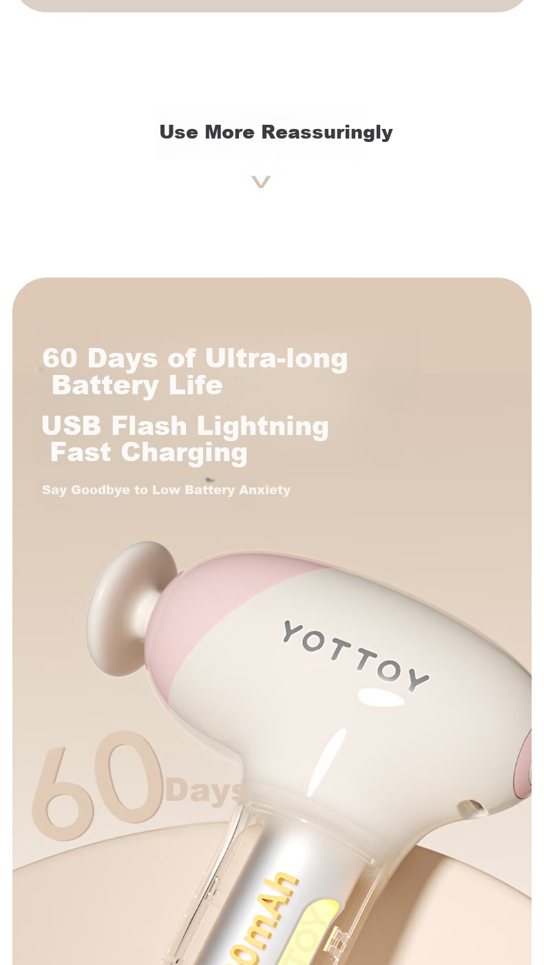 Yottoy Fascia Gun Muscle Massager for Women, Mini Massage Gun, Quiet Fitness Professional-Grade Mini Neck Massager 10