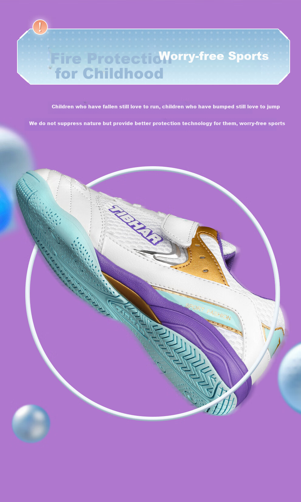TIBHAR Children's Table Tennis Shoes, Boys And Girls Non-Slip Breathable Training Table Tennis Sports Shoes, 01921 White/Purple, Size 37 5