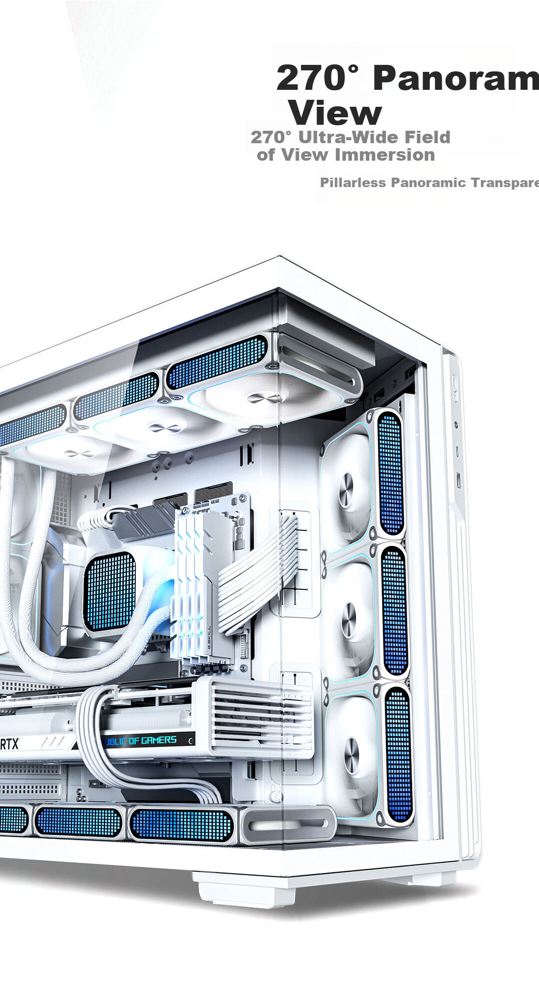 Aigo Starry Sky White Gaming Desktop Computer Case, ATX Motherboard, Supports 360mm Water Cooling, Left And Right Compartment Design, 5090 Graphics Card Compatible 12