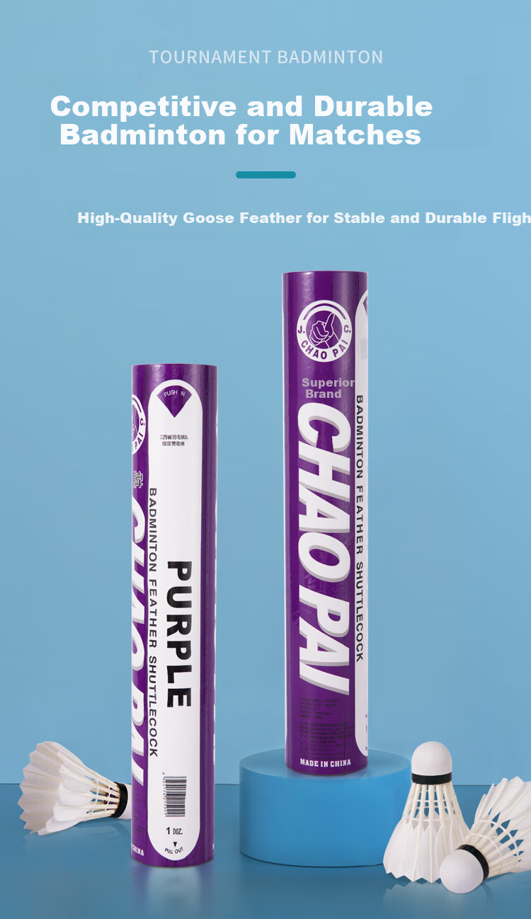 CHAO PAI Purple Super Badminton Shuttlecocks, Durable Feather-Shaped Shuttlecocks, Three-Piece Cork Stabilization, 12-Pack, Speed 77 2