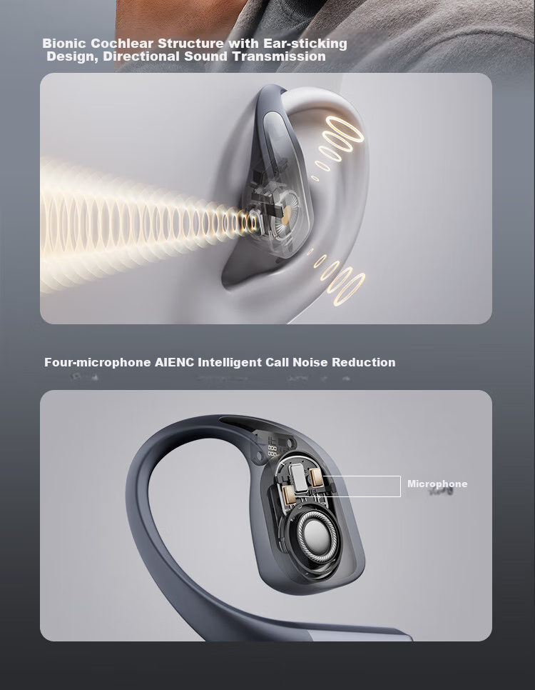 1MORE (1 MORE) [Jay Chou's Choice] S70 Open-Ear Bluetooth Headphones, Non-In Ear-Hook Style Sports Earphones, Long Battery Life for Running, Calls with Noise Reduction, Compatible with Huawei And Xiaomi, Black 10