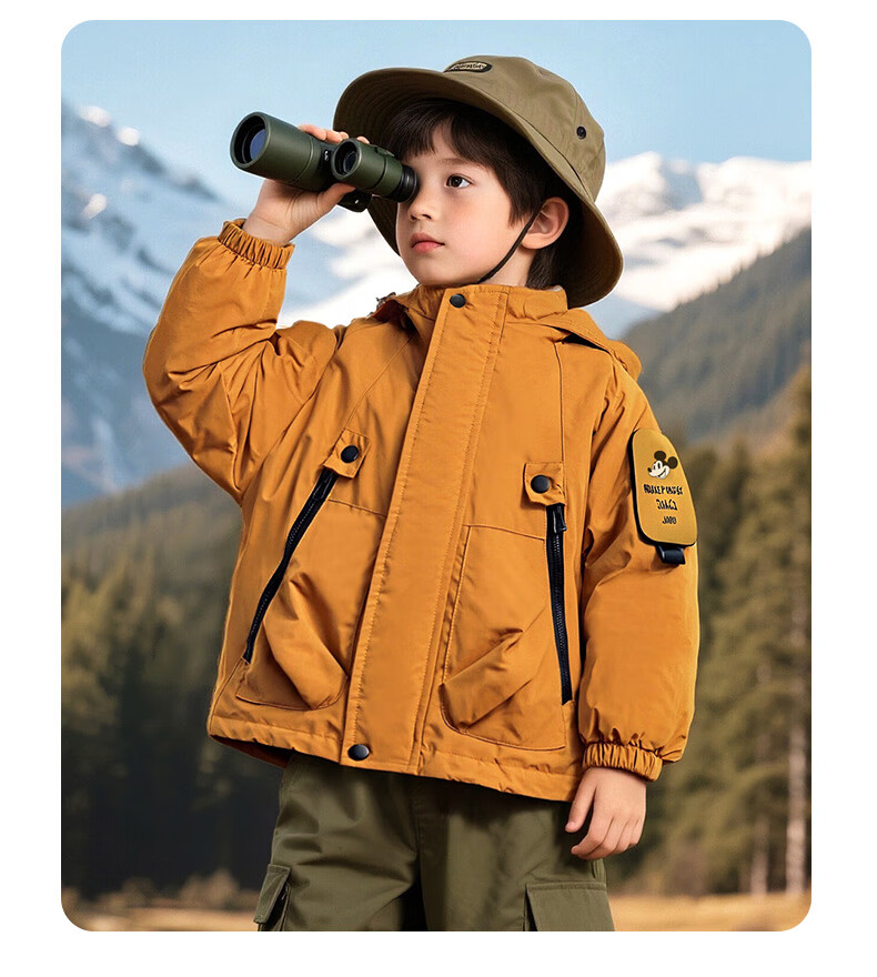 Disney Kids Winter New Boys' Three-in-One Waterproof and Windproof Two-Piece Comfortable Warm Jacket Red 110 4