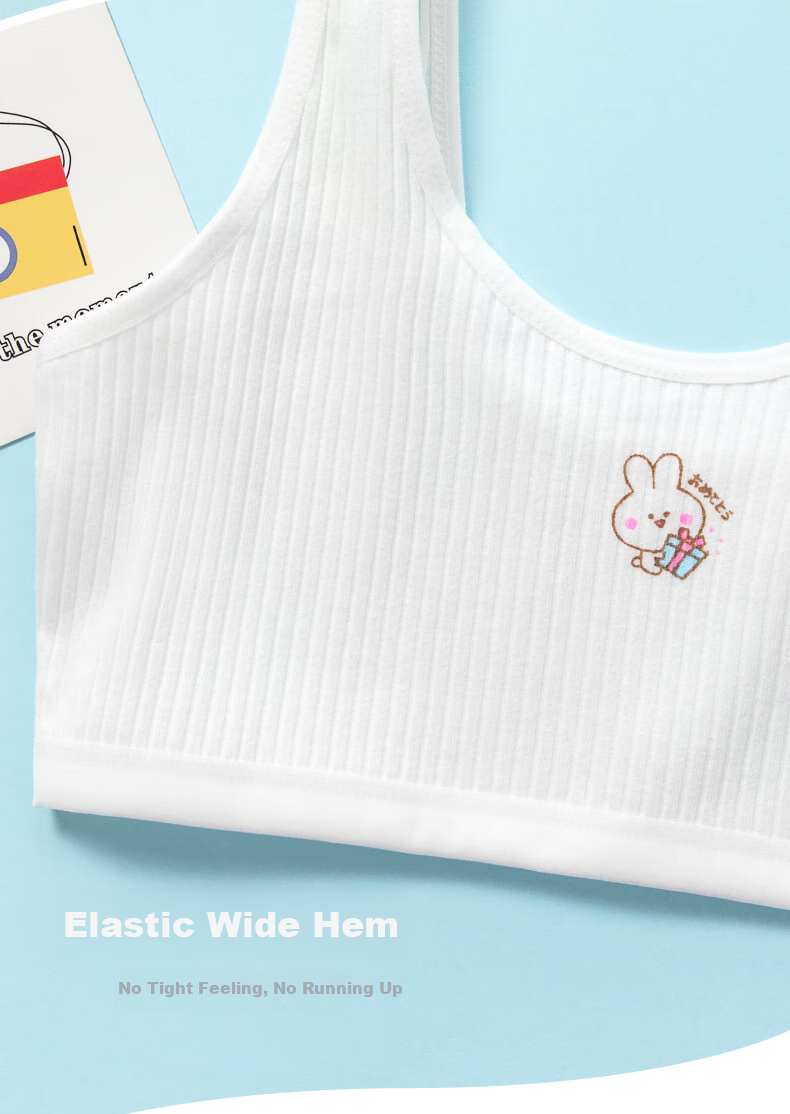 Dingguagua 2-Piece Girls' Underwear, First Stage Children's Puberty Cotton Anti-Nipple Show Bra for 8-14 Year Old Girls 7