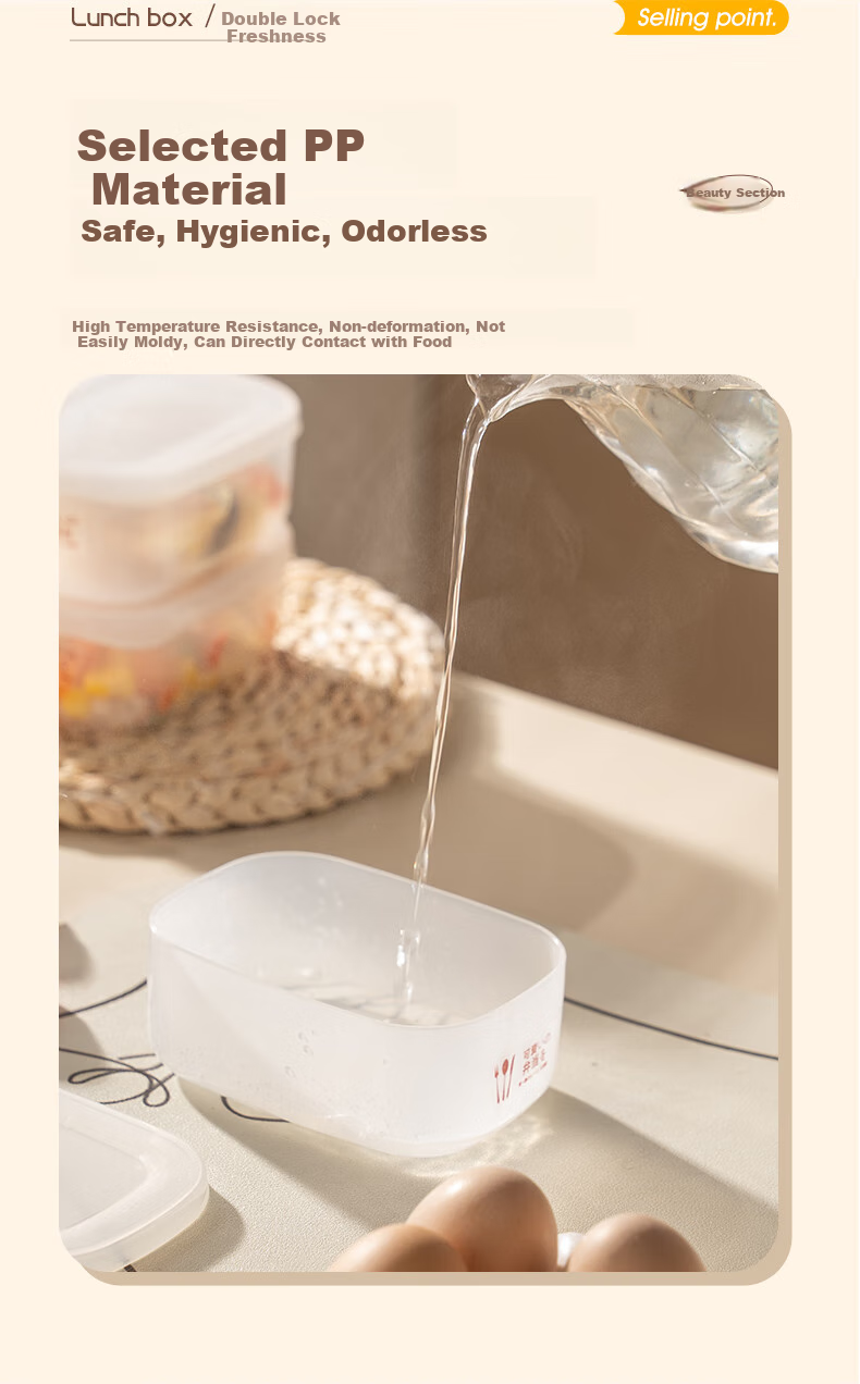 CAIZHI Rice Storage Containers, Refrigerator Food Keepers, Storage Boxes, Lunch Boxes, Bento Boxes, Microwave-Safe, Set of 6, CZ6628 4