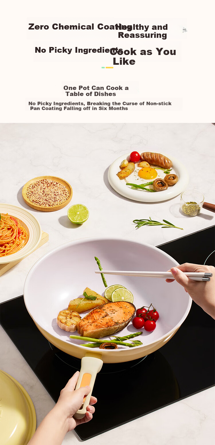 COOKER KING Wok, Ultra-Light Oil-Gathering Non-Stick Pan, Flat-Bottom Frying Pan, 32cm, Compatible with Induction Cookers, Shanxing SX32CG 10