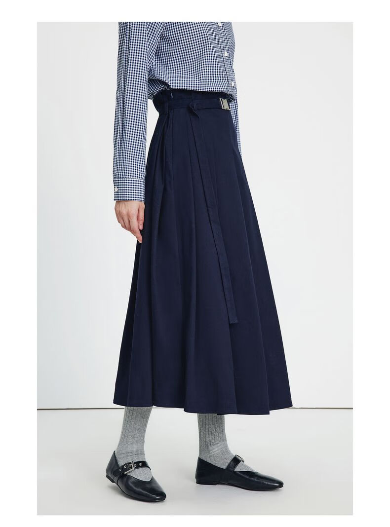 Navikail Italian Small Sailboat Women's 2025 New Belted A-Line Midi Skirt Commuter 2332875507 18