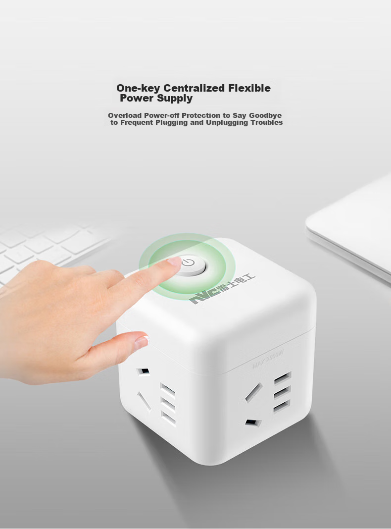 NVCleishidiangong Wireless Mini Cube Power Strip Adapter, Mini Travel Converter, Multi-Functional One-To EM3110 4