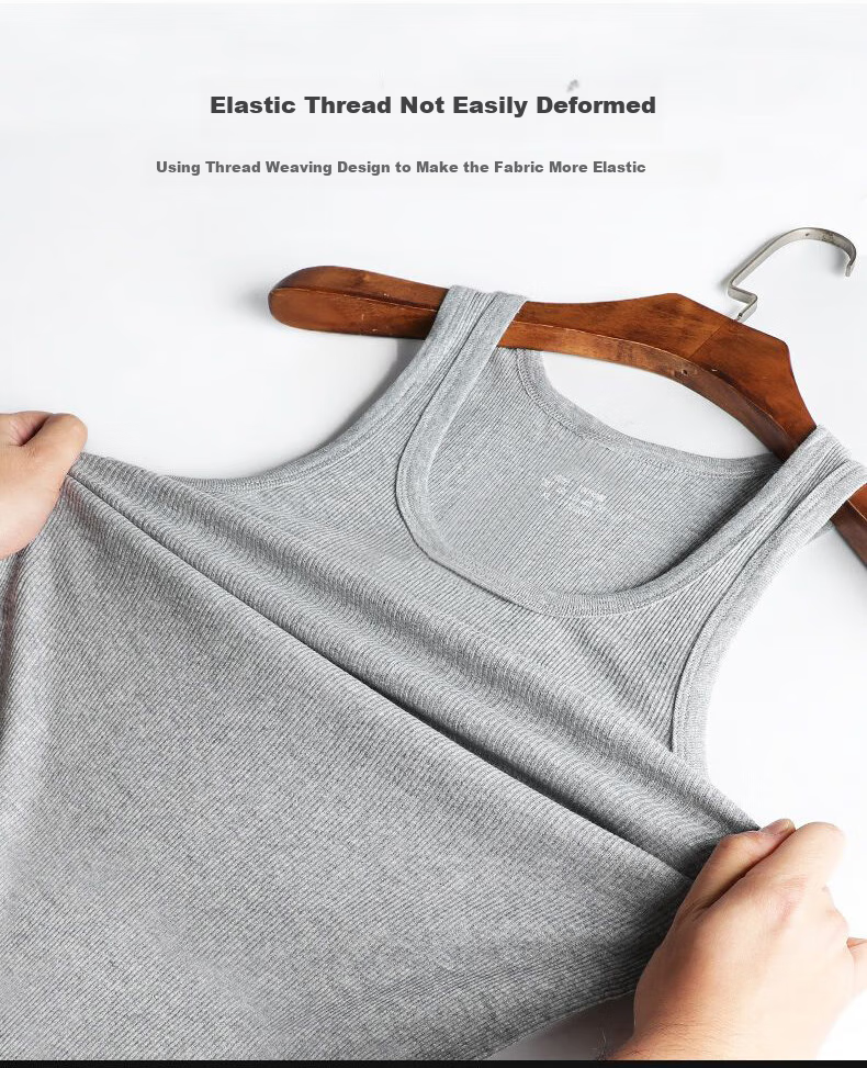 LangSha Pure Cotton Tank Top for Men, Thin Style with Thick Ribbing, Sleeveless Sports Fitness Undershirt, Sweat-Absorbing Breathable Undershirt for Hurdles 7