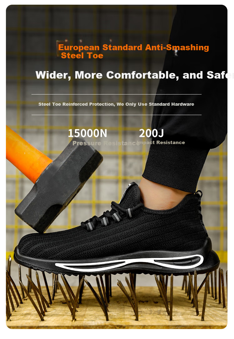 JUNBU Safety Shoes for Men, Summer Breathable Steel Toe Cap, Anti-Smashing And Anti-Puncture, Comfortable And Safe Construction Site Work Shoes 1081S Size 46 3
