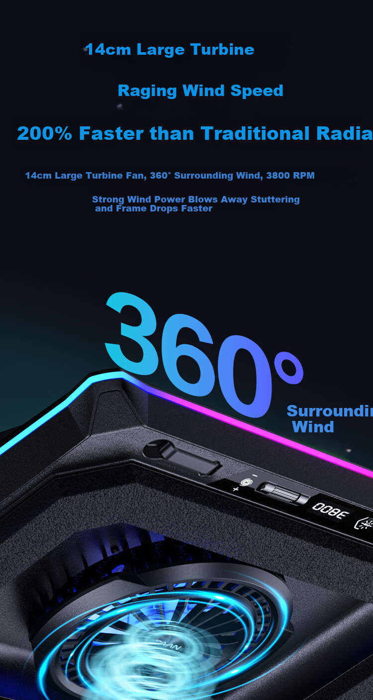 NVV Laptop Cooling Pad, Pressure Wind Cooling, Temperature Control And Noise Reduction, Gaming Laptop Stand, Suitable for Mechanical Revolution, Alienware, Lenovo Legion, ASUS ROG NF-13 3