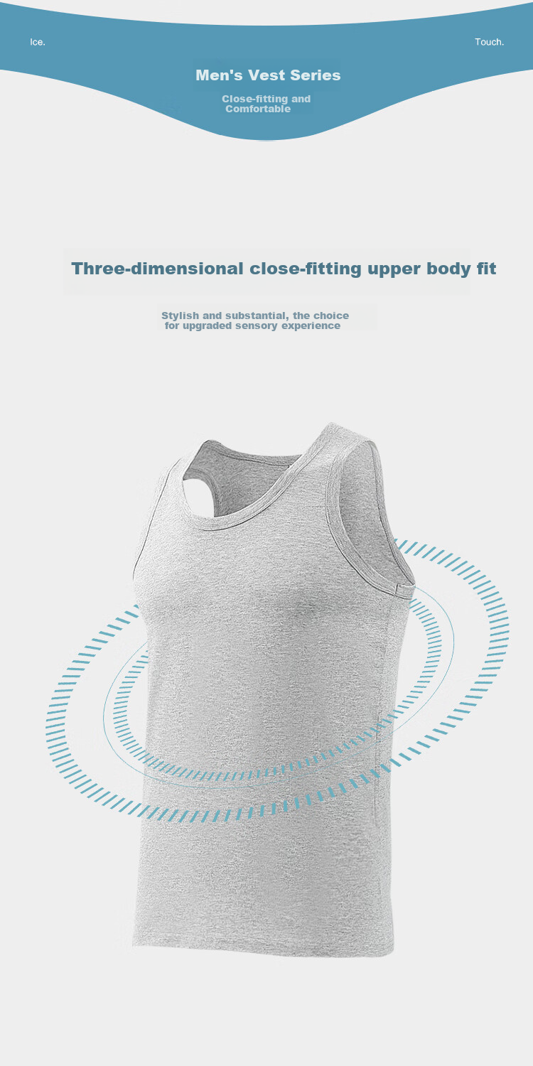 Hodo 2-Pack Pure Cotton Tank Tops for Men, Sports Sweat-Absorbing Breathable Undershirts Set, Size 170/95 7