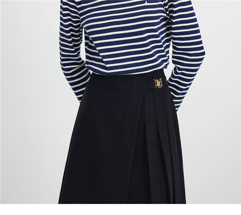 Navy Keller Italy Small Sailboat Women's 2025 New Off-Shoulder Striped Cotton Long Sleeve T-Shirt 2335005502 10