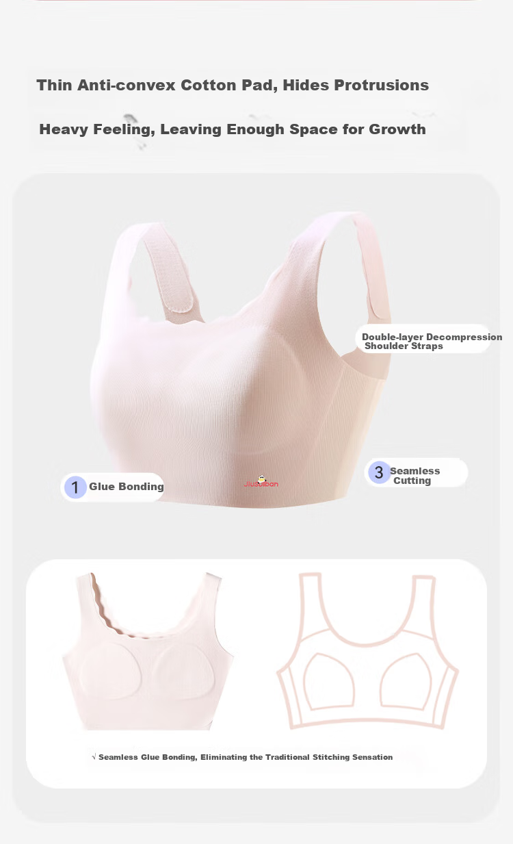 Jiusuiban Plant Cotton Children's Underwear, Girls' Class A Invisible Thin Bra, for Ages 11-13, Puberty Girls' Mid-Length Vest 6