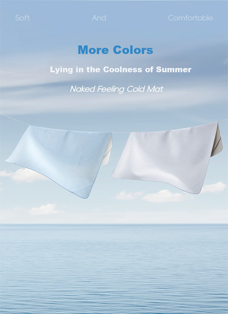 Wangyiyanxuan Aurora Naked Cooling Mat Ice Silk Mat, Class A Antibacterial Ice Skin Cooling Mat Fitted Sheet Set of Three Pieces 180*200cm, Ice Blue 10