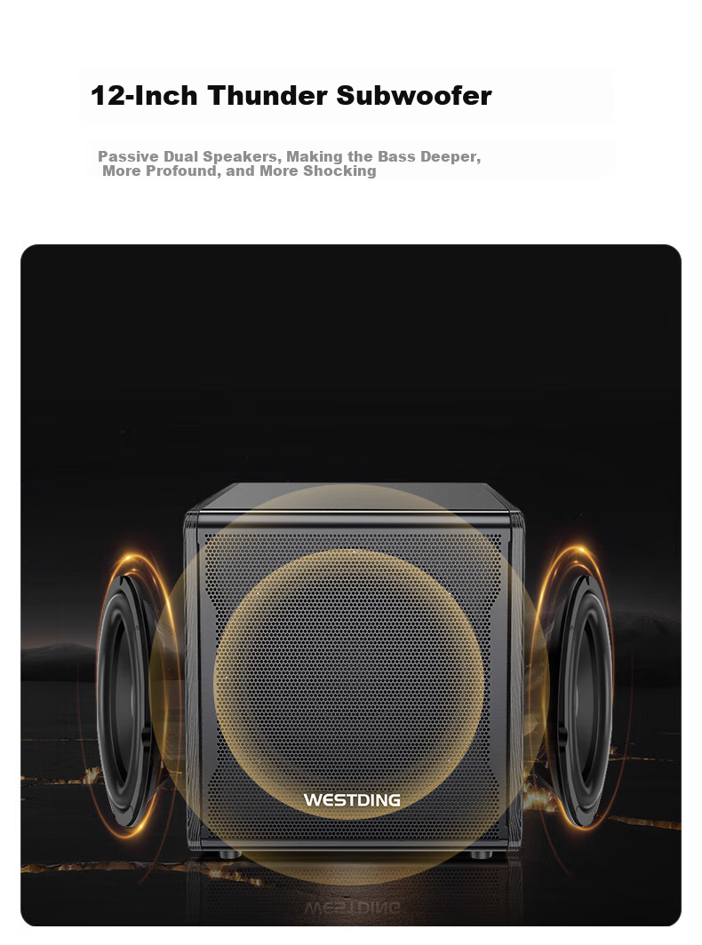WESTDING Home KTV Sound System Set, Complete Karaoke Equipment All-In Machine for Singing, Home Theater Living Room Professional Karaoke Vertical Speaker KM10 + 12-Inch Subwoofer 15