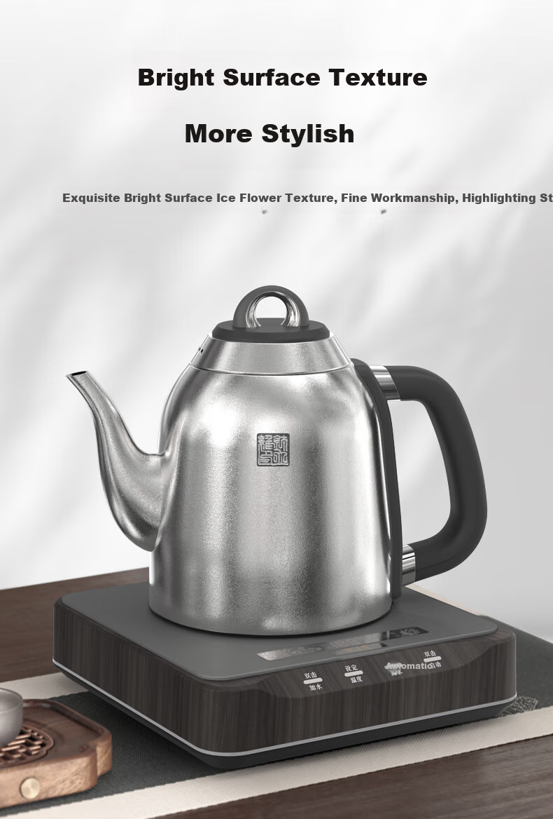 TILIVING (Titanium Living) Pure Titanium Ice Flower Automatic Water-Filling Kettle, Electric Kettle, Tea Table Kettle, Electric Tea Stove Kettle, Bottom Water-Filling, Heat Preservation, Integrated Constant Temperature Boiling Water Teapot 2
