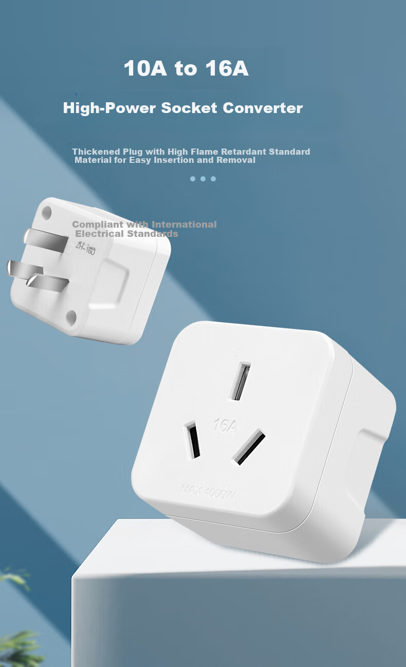 FDD 10A to 16A Socket Converter for Air Conditioner, Water Heater, Oil Stove, High-Power Power Socket Adapter 10A to 16A (Three-Pin) 1
