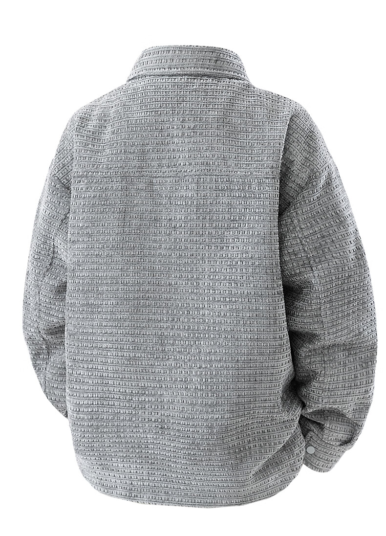:CHOCOOLATE IT Trendy Polo Collar Jacket Men Autumn Winter New American High Street Retro Loose Casual Coat White Gray M 5