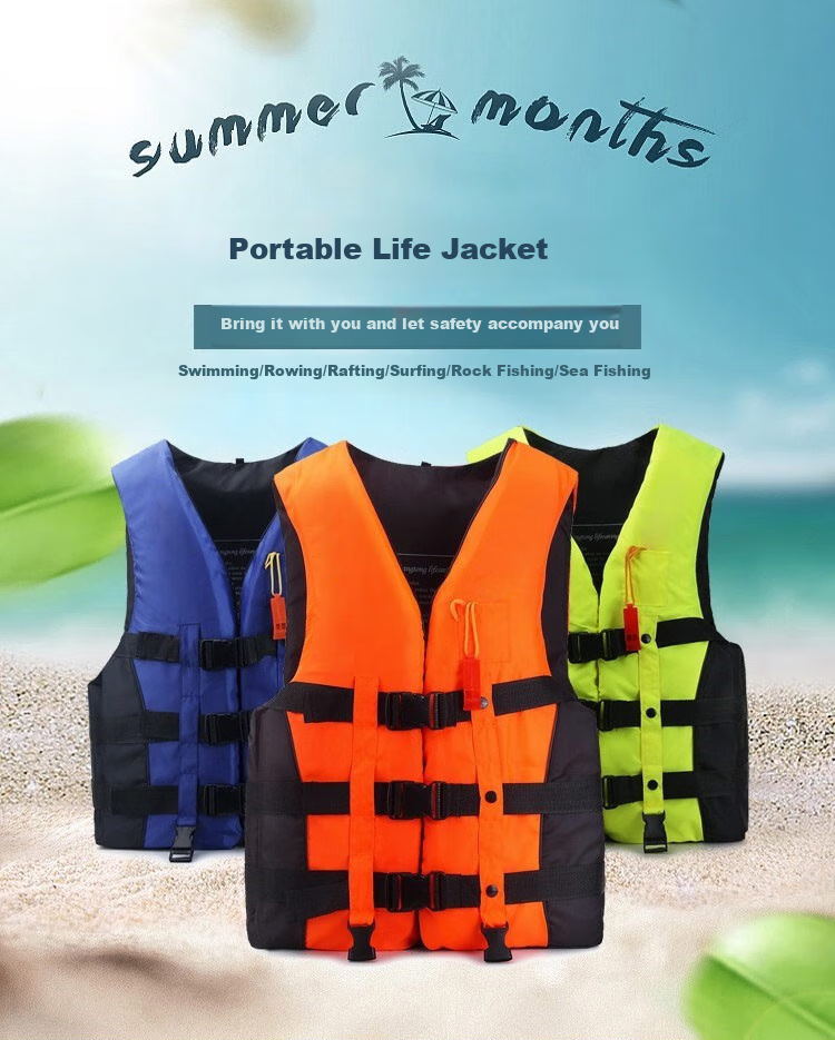 BWNK Professional Life Jacket, High Buoyancy, Adult Snorkeling Equipment, Swimming Vest, Boat Self-Rescue Whistle for Camping, Orange, Size L 1