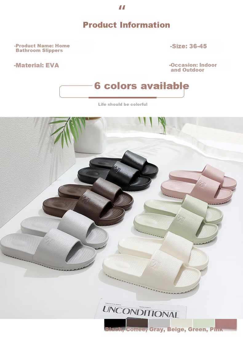 GUOLUOFEI Home Slippers for Men And Women, Summer Stepping-In Feeling Couple Bathroom Shower Outdoor Thick-Soled Sandals, Coffee Color, Size 44-45 3