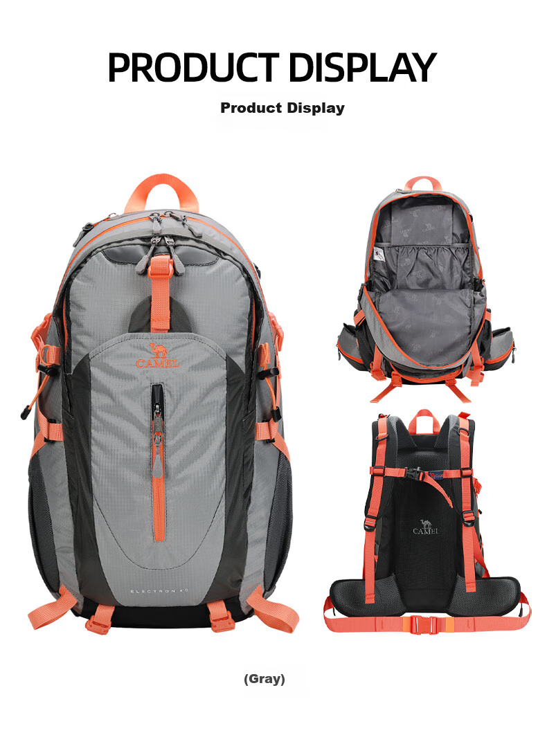 CAMEL (CAMEL) Hiking Backpack, Outdoor Backpack, Travel Backpack, Mountaineering Rucksack, Trekking Backpack, Gray 4