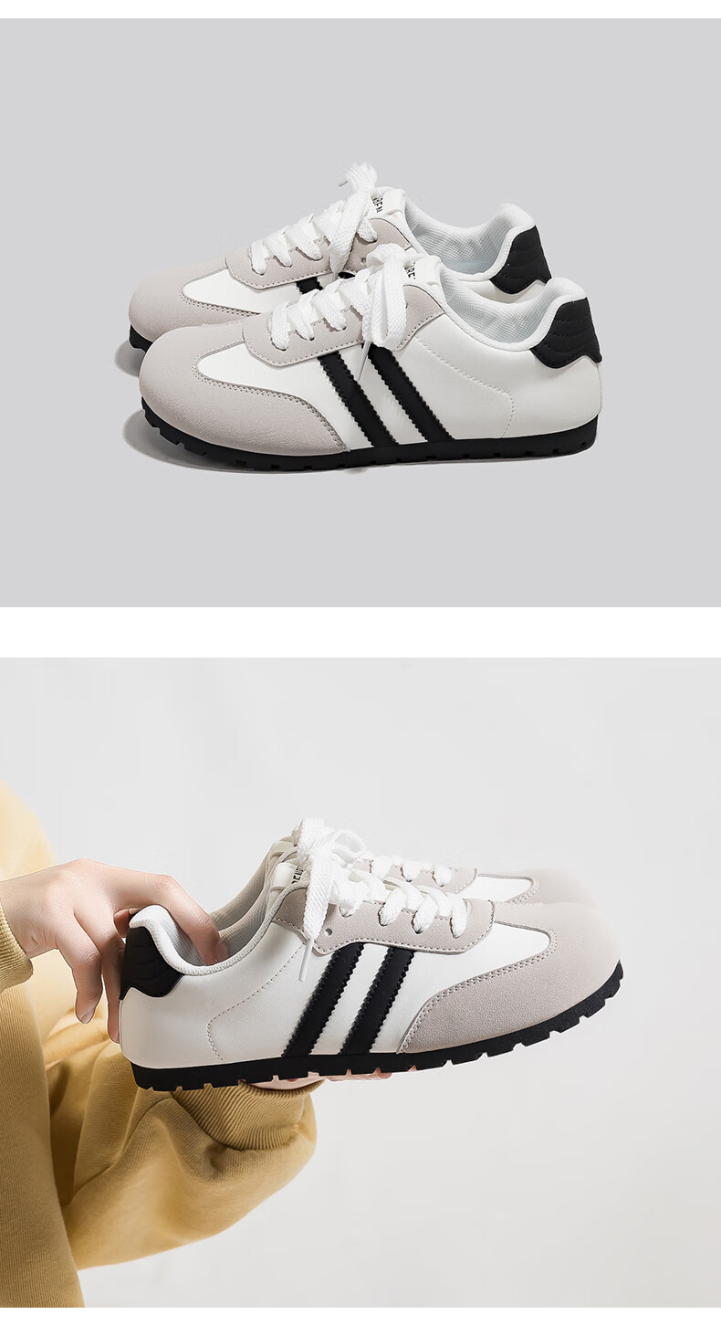 RENBEN Versatile Black German Trainer 2026 Spring Summer New Retro Casual Shoes Lightweight Student Campus Style Small Black Shoes 5