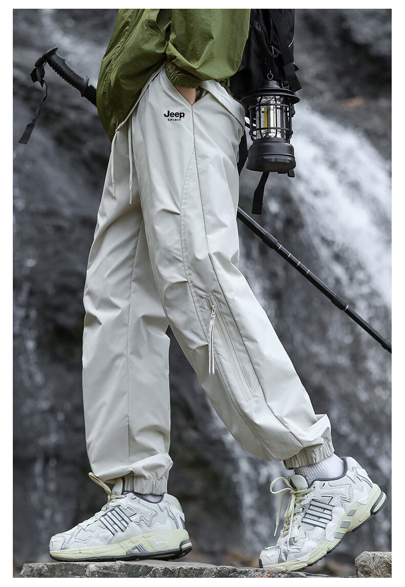 JEEP SPIRIT Men's Casual Pants Autumn Winter Fleece Lined Waterproof Windproof Outdoor Trousers Military Green Fleece Lined 4XL 14